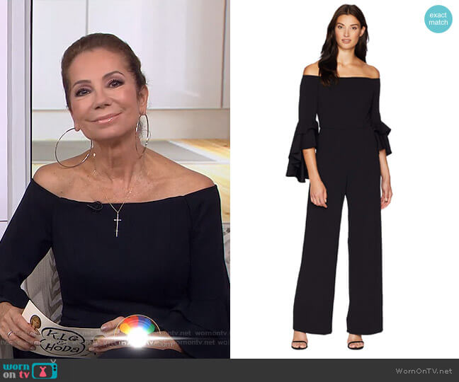 Statement Sleeve Stretch Crepe Jumpsuit by Adrianna Papell  worn by Kathie Lee Gifford on Today