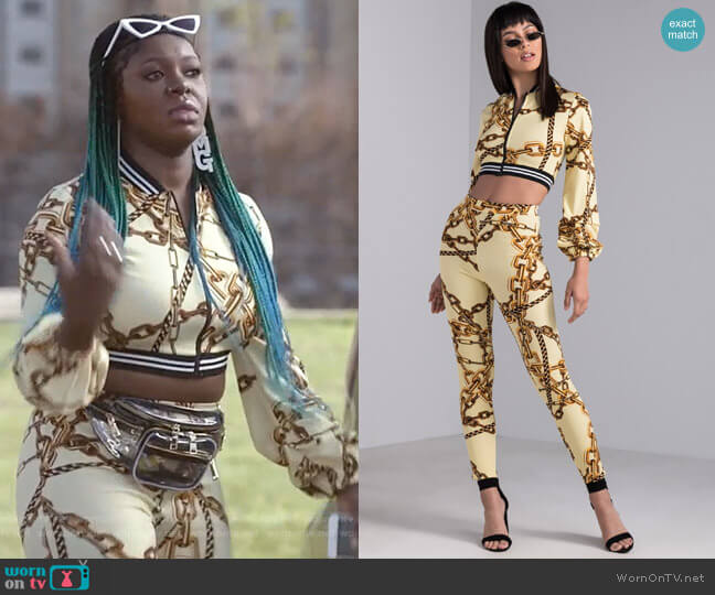 Playing in Chains Cropped Jacket and Legging by Akira worn by Porsha Taylor (Ta'Rhonda Jones) on Empire