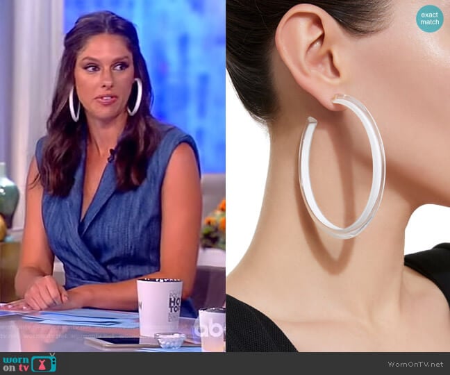 Large Jelly Lucite Hoop Earrings by Alison Lou worn by Abby Huntsman on The View