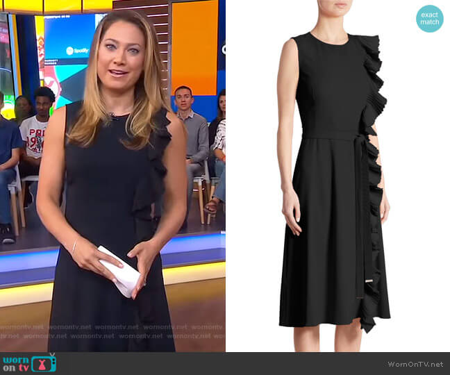 WornOnTV: Ginger’s black ruffle side dress on Good Morning America ...