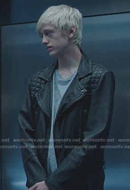 Andy’s leather moto jacket on The Gifted