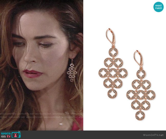 Anne Klein Pave Chandelier Earrings worn by Victoria Newman (Amelia Heinle) on The Young and the Restless