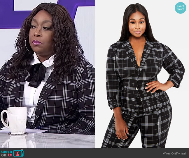 Plaid Print Blazer Jacket and pants by Ashley Stewart worn by Loni Love  on The Real