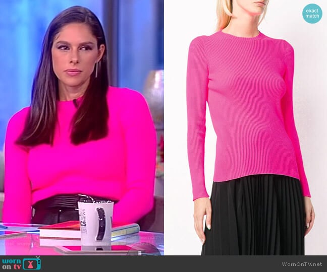 Neon ribbed-knit top by Balenciaga worn by Abby Huntsman on The View