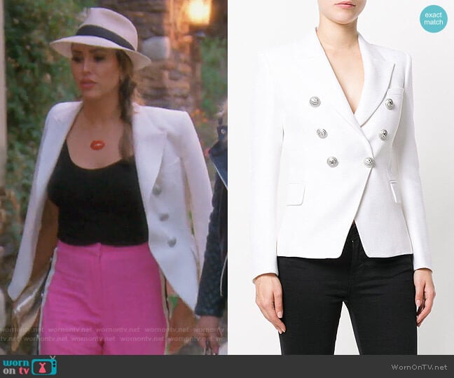 Double-Breasted Blazer by Balmain worn by Kelly Dodd on The Real Housewives of Orange County