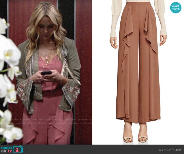 Bcbgmaxazria Jackee Ruffled Pants worn by Summer Newman (Hunter King) on The Young and the Restless