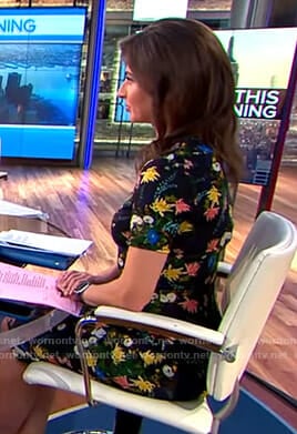 Bianna's black floral short sleeve dress on CBS This Morning