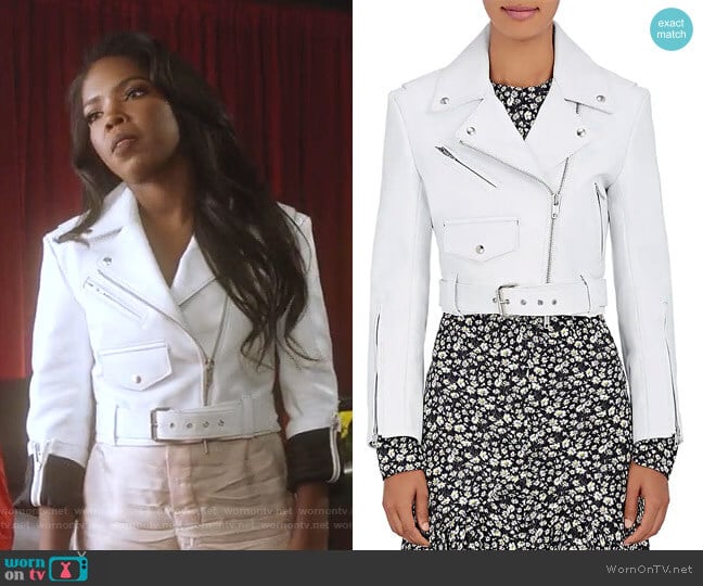 Leather Moto Jacket by Calvin Klein 205W39NYC  worn by Alexandra Crane (Ryan Destiny) on Star