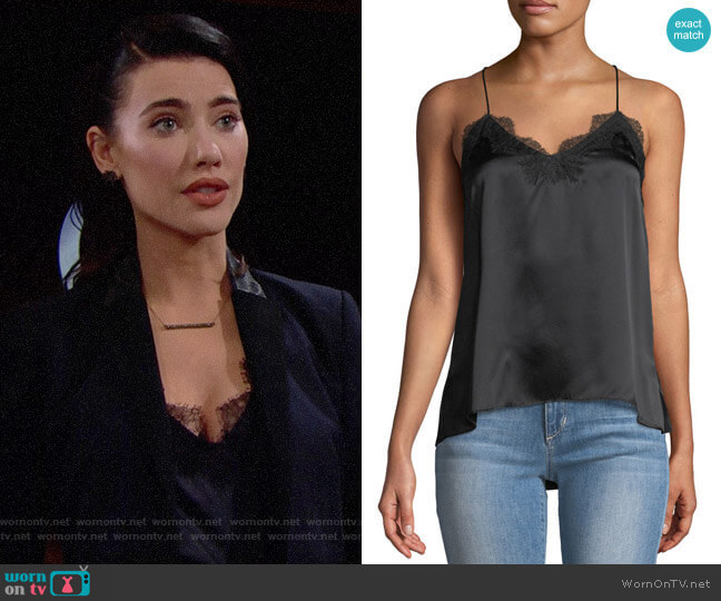 Cami NYC The Racer Silk Charmeuse Camisole w/ Lace  worn by Steffy Forrester (Jacqueline MacInnes Wood) on The Bold and the Beautiful