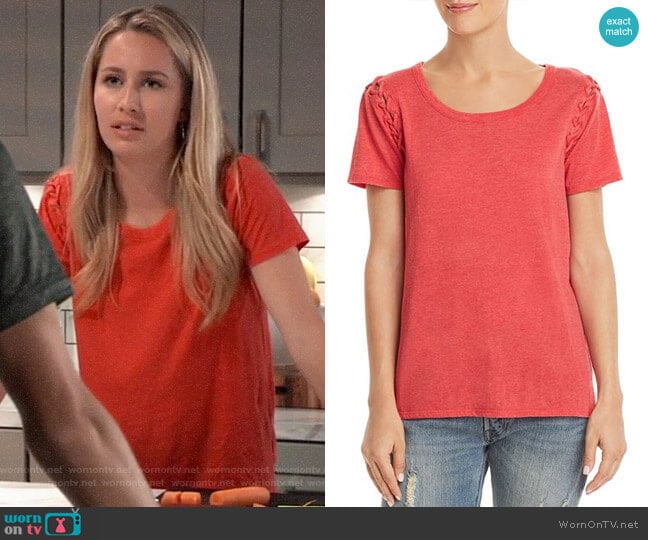 Chaser Lace-Up Sleeve Tee worn by Josslyn Jacks (Eden McCoy) on General Hospital