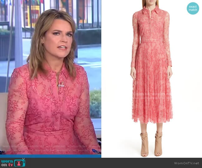 WornOnTV: Savannah’s pink lace shirtdress on Today | Savannah Guthrie ...