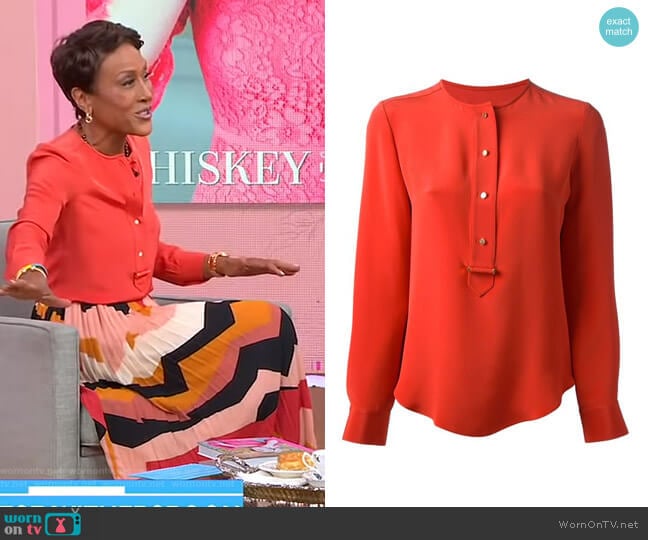 Placket Silk Shirt by Derek Lam worn by Robin Roberts on Good Morning America