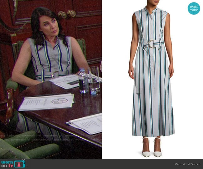 Diane von Furstenberg Striped Sleeveless Belted Maxi Dress  worn by Quinn Fuller (Rena Sofer) on The Bold and the Beautiful