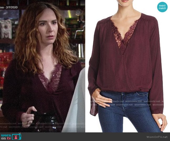 Do and Be Lace-Trim Crossover Top worn by Mariah Copeland (Camryn Grimes) on The Young and the Restless