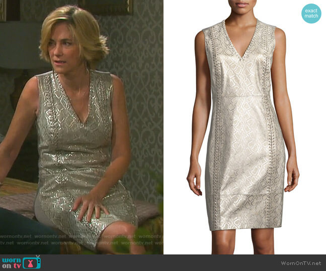 Emily Metallic Lace-Up Dress by Elie Tahari worn by Eve Donovan (Kassie DePaiva) on Days of our Lives