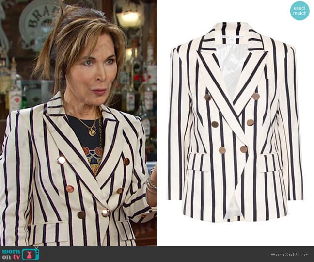 Empire striped dickey blazer by Veronica Beard worn by Kate Roberts (Lauren Koslow) on Days of our Lives