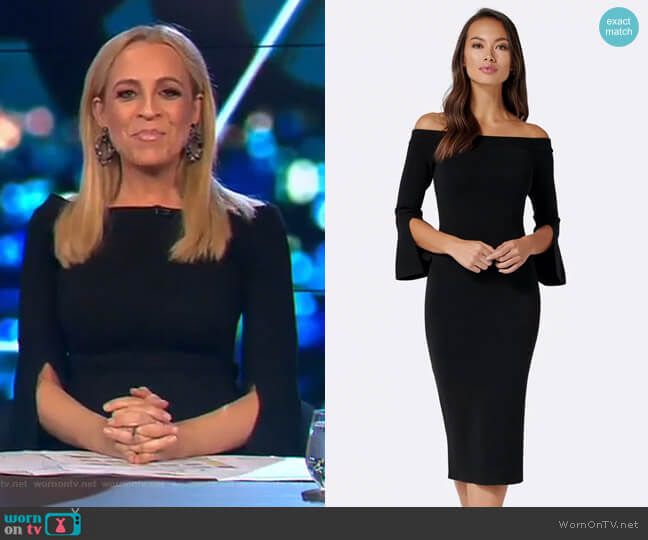 Daisy Off Shoulder Pointelle Dress by Forever New worn by Carrie Bickmore on The Project