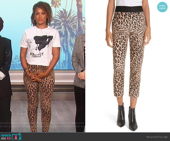 Cheetah Print Tuxedo Pants by Frame worn by Eve on The Talk