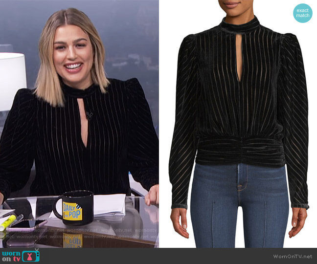 Smocked Velvet Party Top by Frame worn by Carissa Loethen Culiner on E! News