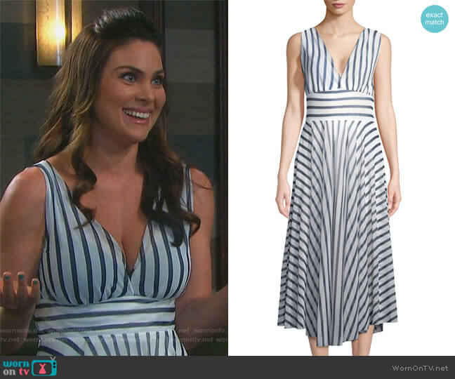 Striped Hollywood V-Neck Dress by Fuzzi worn by Chloe Lane (Nadia Bjorlin) on Days of our Lives