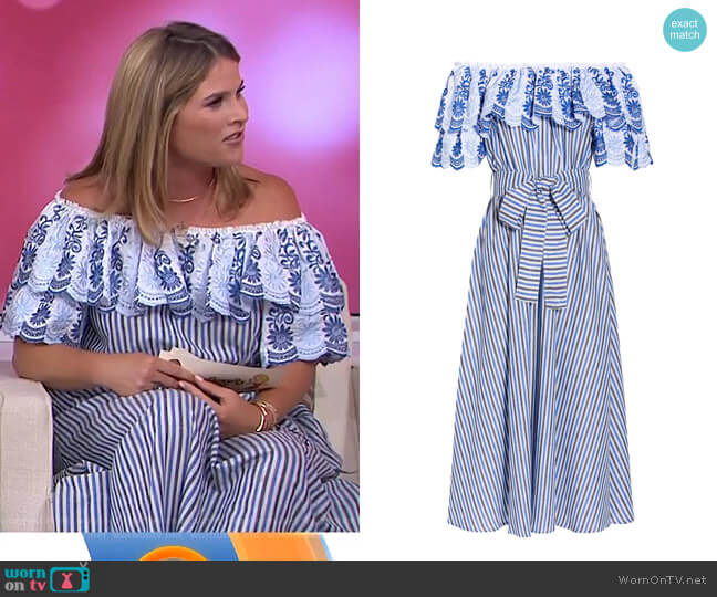 Off-The-Shoulder Ruffled Dress by Gul Hurgel worn by Jenna Bush Hager  on Today