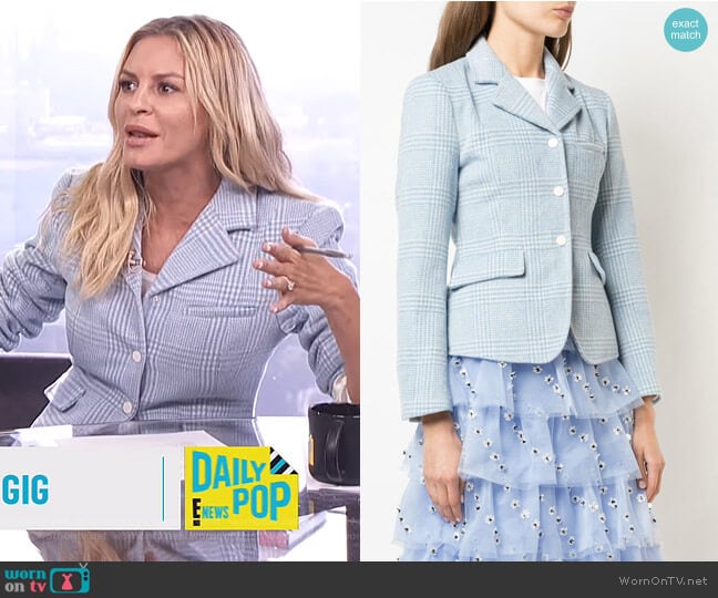 Plaid Blazer by Ganni worn by Morgan Stewart on E! News