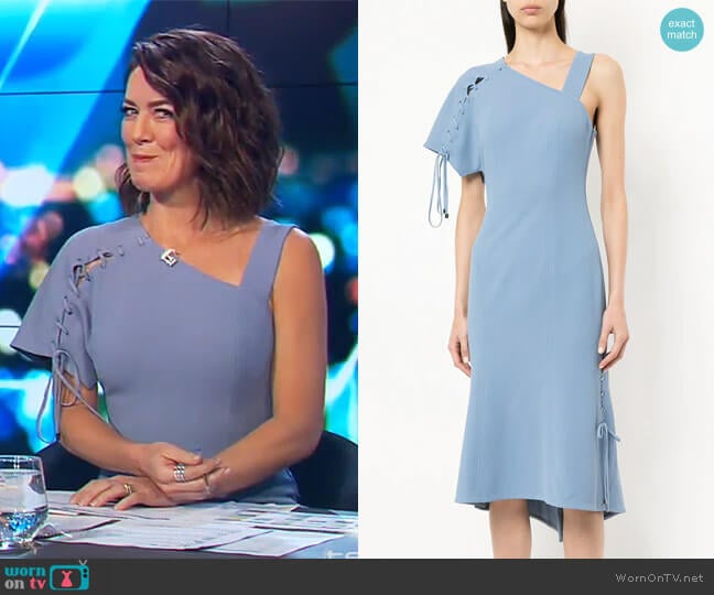 Sequel one-shoulder dress by Ginger & Smart worn by Gorgi Coghlan on The Project