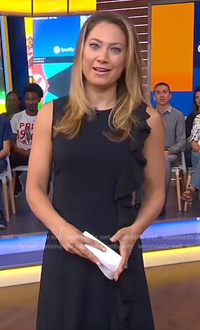 Ginger’s black ruffle side dress on Good Morning America