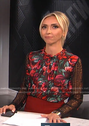 Giuliana’s floral lace sleeve top on E! News