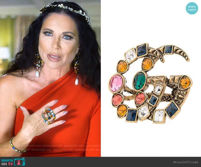 GG Crystal Embellished Ring by Gucci worn by LeeAnne Locken on The Real Housewives of Dallas