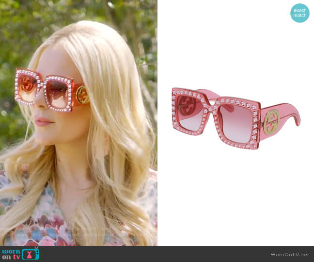 Oversize square-Frame Acetate Sunglasses by Gucci worn by Kameron Westcott on The Real Housewives of Dallas