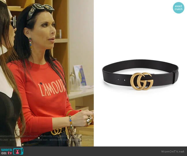 GG Leather Belt by Gucci worn by LeeAnne Locken on The Real Housewives of Dallas