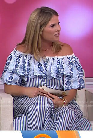 Jenna’s blue striped off-shoulder dress on Today