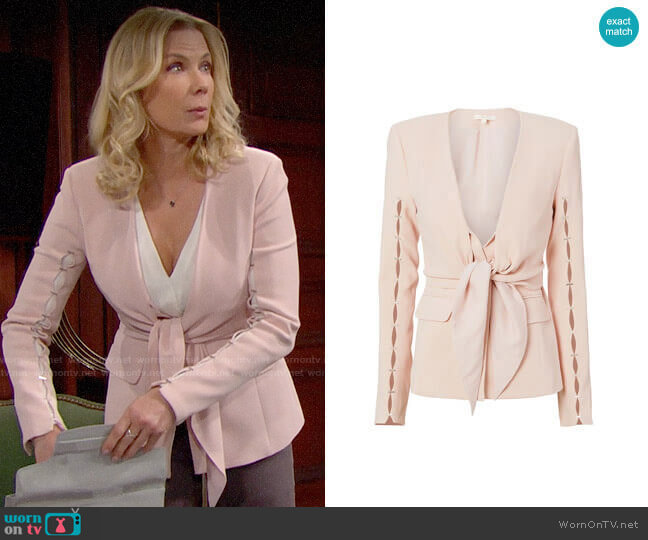 Jonathan Simkhai Staple Sleeve Crepe Blazer worn by Brooke Logan (Katherine Kelly Lang) on The Bold and the Beautiful