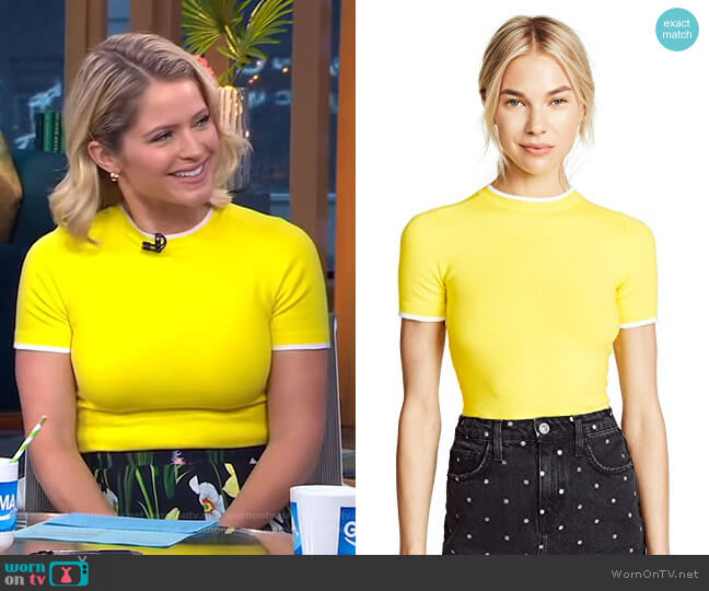 Short Sleeve Sweater by JoosTricot worn by Sara Haines on Good Morning America