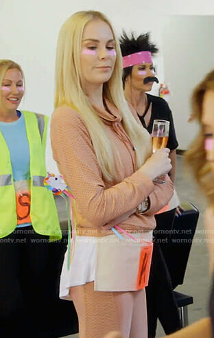 Kameron's pink mesh pullover and leggings on The Real Housewives of Dallas