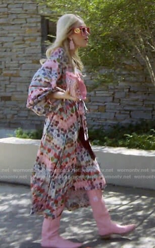 Kameron's pink printed wrap dress The Real Housewives of Dallas