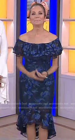 Kathie's blue floral off-shoulder dress on Today