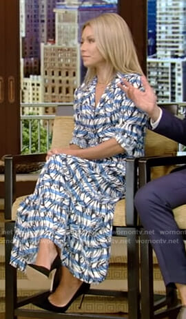 Kelly’s striped banana print dress on Live with Kelly and Ryan