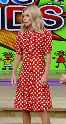 Kelly’s red polka dot dress on Live with Kelly and Ryan