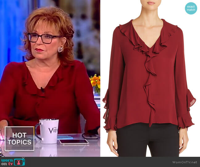 Genny Silk Ruffle-Trimmed Blouse by Kobi Halperin worn by Joy Behar on The View