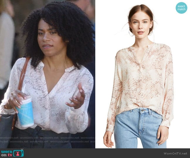 Bardot Blouse by L'Agence worn by Maggie Pierce (Kelly McCreary) on Greys Anatomy