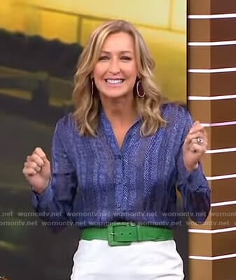 Lara’s blue herringbone shirt on Good Morning America