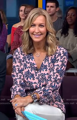 Lara’s pink floral wrap top on Good Morning America