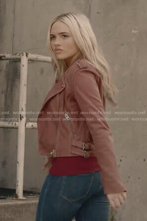 Lauren’s red moto jacket on The Gifted