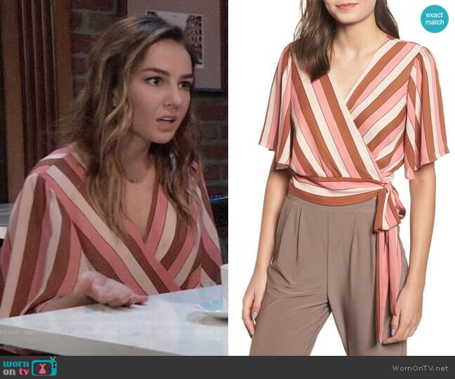 Leith Stripe Wrap Blouse worn by Kristina Corinthos (Lexi Ainsworth) on General Hospital