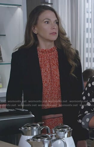 Liza's orange floral dress on Younger