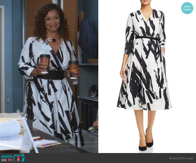 WornOnTV: Catherine’s white brushstroke wrap dress on Grey’s Anatomy ...