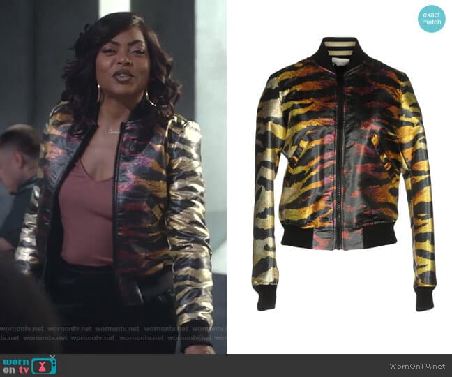 Metallic Reversible Bomber Jacket by Faith Connexion worn by Cookie Lyon (Taraji P. Henson) on Empire