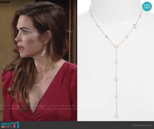 Nadri Cubic Zirconia Bezel Y-Necklace  worn by Victoria Newman (Amelia Heinle) on The Young and the Restless